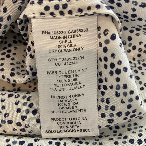 Joie silk tee, navy and white print, size S - Picture 6 of 6